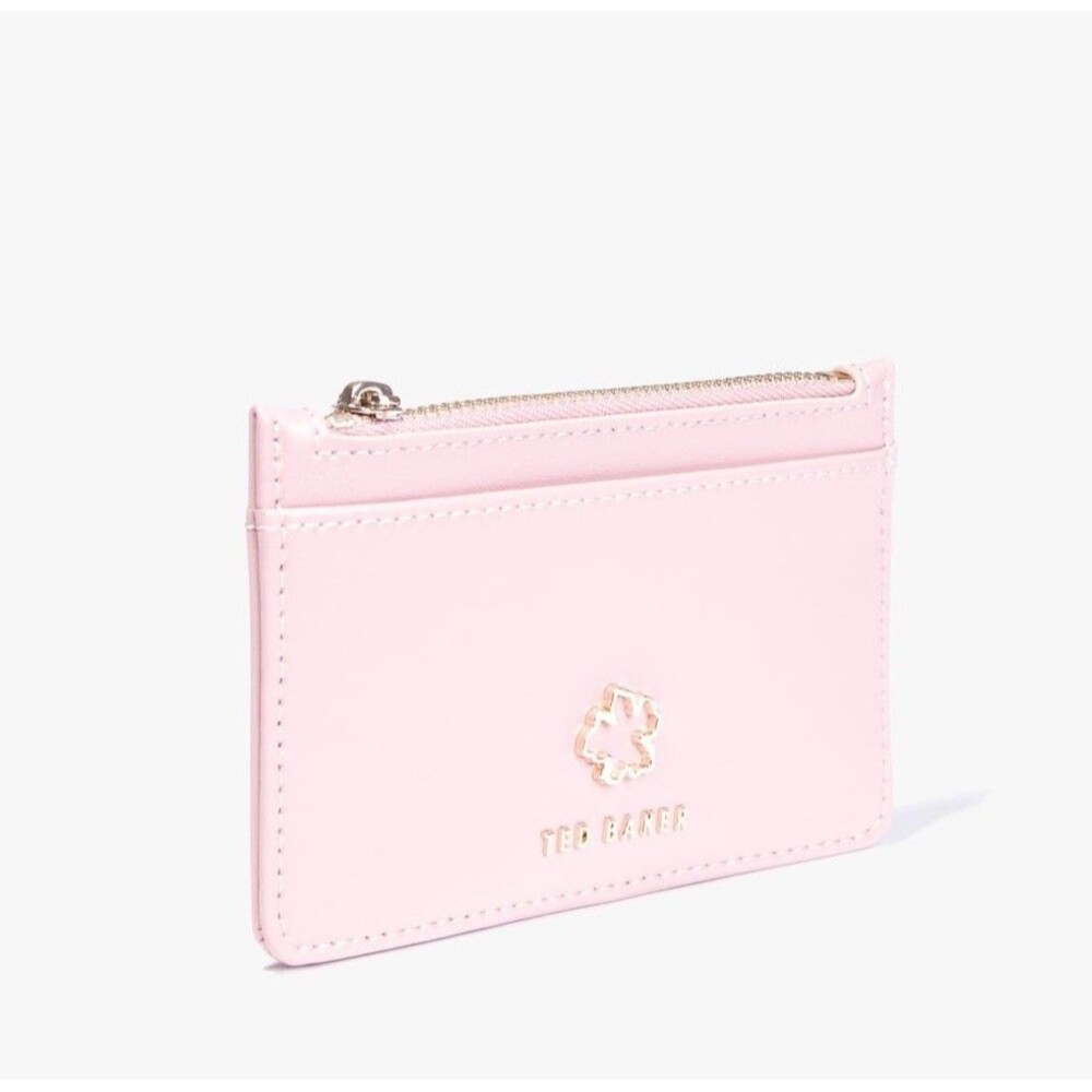 Ted Baker JORJIO Flower Eyelet Zip Card Holder in pale pink NWT
